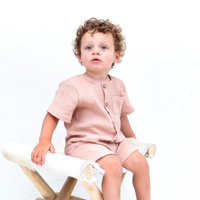 Cameron Romper - Washed Salmon